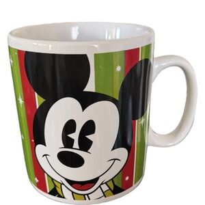 Mickey XL 24 Ounce Coffee Mug Holiday Scarf Disney Striped Drinking Cup